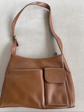 Nine West Cognac Brown Shoulder Bag with Front Pockets